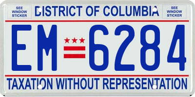 DC license plate EM6284