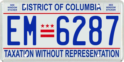 DC license plate EM6287