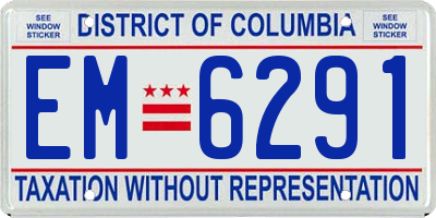 DC license plate EM6291
