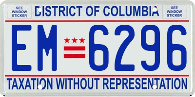 DC license plate EM6296