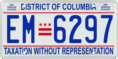 DC license plate EM6297