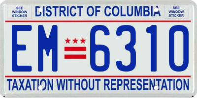 DC license plate EM6310