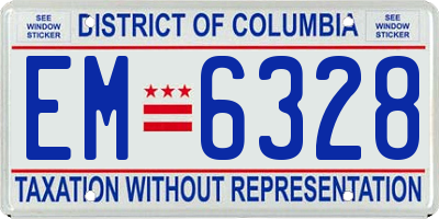 DC license plate EM6328