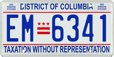 DC license plate EM6341
