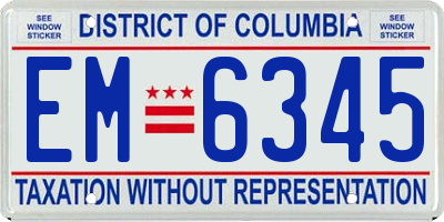 DC license plate EM6345