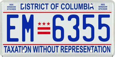 DC license plate EM6355