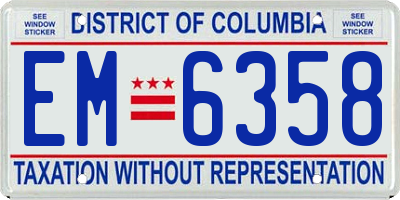 DC license plate EM6358