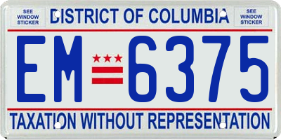 DC license plate EM6375