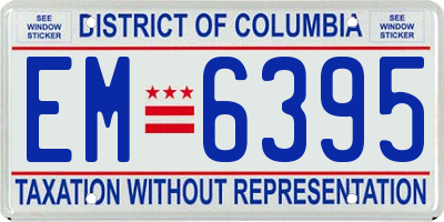 DC license plate EM6395