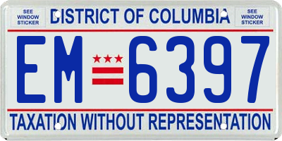 DC license plate EM6397