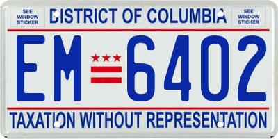 DC license plate EM6402