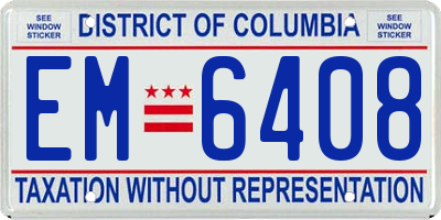 DC license plate EM6408