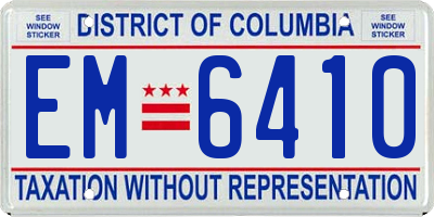 DC license plate EM6410