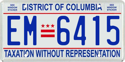 DC license plate EM6415