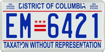 DC license plate EM6421
