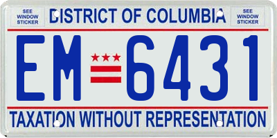 DC license plate EM6431