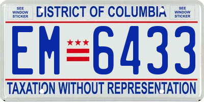 DC license plate EM6433