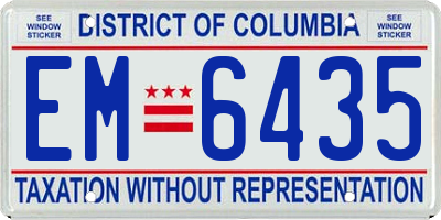 DC license plate EM6435