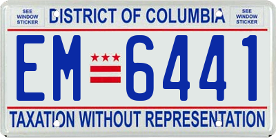 DC license plate EM6441
