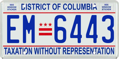 DC license plate EM6443