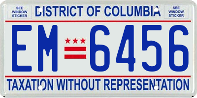 DC license plate EM6456