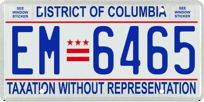 DC license plate EM6465