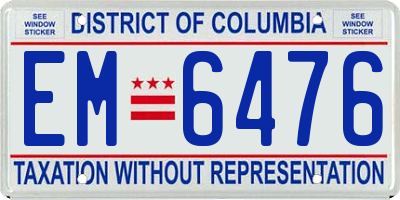 DC license plate EM6476