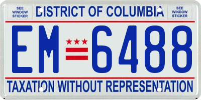 DC license plate EM6488