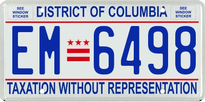 DC license plate EM6498