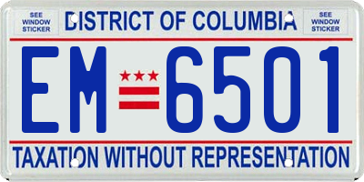 DC license plate EM6501