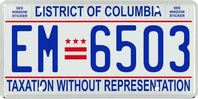 DC license plate EM6503