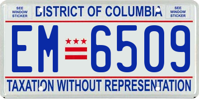 DC license plate EM6509
