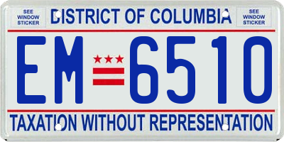 DC license plate EM6510
