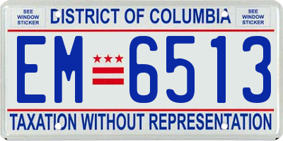 DC license plate EM6513