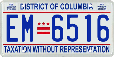 DC license plate EM6516