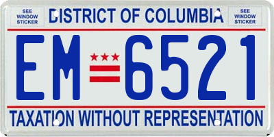 DC license plate EM6521