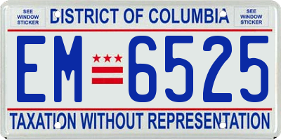 DC license plate EM6525