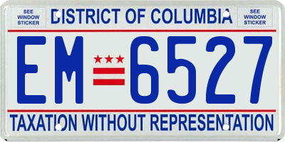 DC license plate EM6527