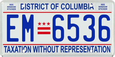 DC license plate EM6536