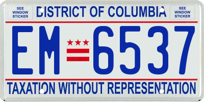 DC license plate EM6537