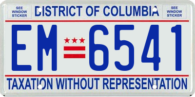 DC license plate EM6541
