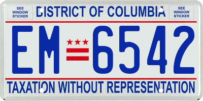 DC license plate EM6542