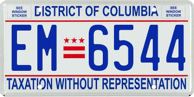 DC license plate EM6544