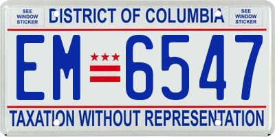 DC license plate EM6547