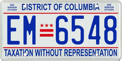 DC license plate EM6548