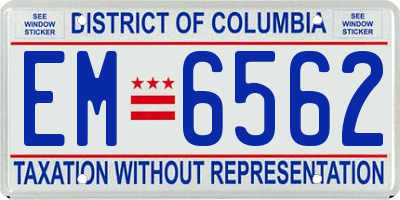 DC license plate EM6562