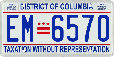 DC license plate EM6570