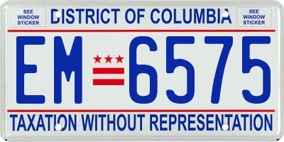 DC license plate EM6575