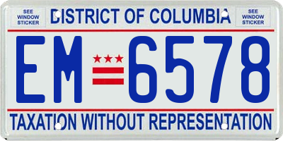 DC license plate EM6578