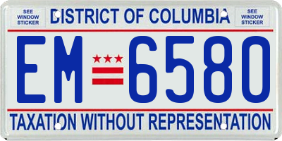DC license plate EM6580